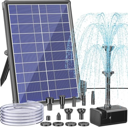 Antfraer 8W Solar Water Pump with Dry-Run Protection, Solar Bird Bath Fountain Pump Double-Layer Nozzles & 5Ft Tubing, Solar Fountain Pump for Small Pond, Garden, Patio & Outdoor Water Feature