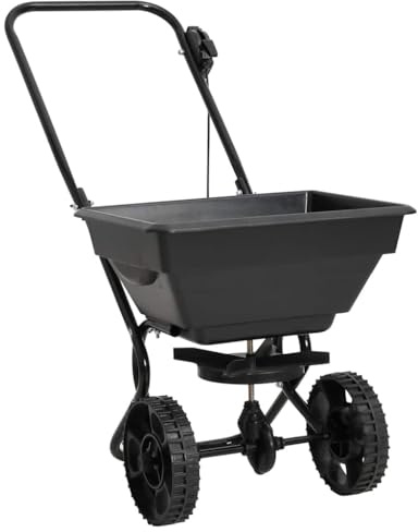 Mangloder - Carro esparcidor manual de PVC y acero de 15 L, 80 x 46 x 75 cm, para semillas de césped de sal, arena, cal, ajuste manual, para servicio de invierno, entrada, camino, patio y cuidado del