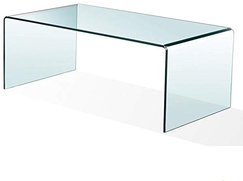 HABITMOBEL Mesa de Centro Cristal Curvado, 100 x 48 x 43 cm (Medida Exclusiva Solo en Amazon)