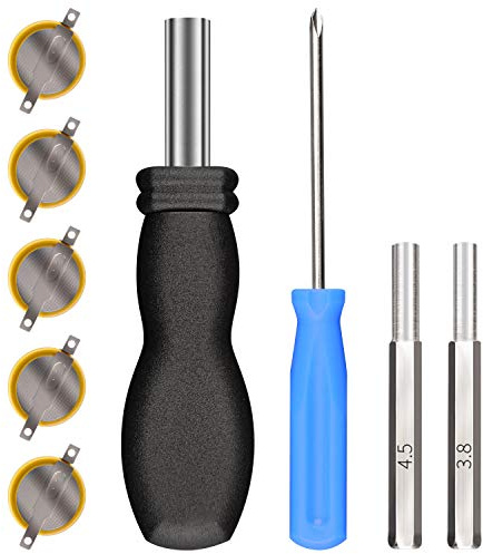 CR1616 Button Cell Battery, 5 Pack CR1616 Tabs Batteries Bundled with 3.8 mm & 4.5 mm Screwdriver Tool Set for Gameboy Color, Gameboy Advance and Pokémon Games, Batteries Individually Pack