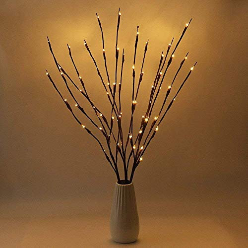 Fantasee 3 Pack 76cm LED Twig Lights Tree Branch Lights Flexible Branch Decoration Light for Home Shop Windows Vase Table Room (Warm White, 3)