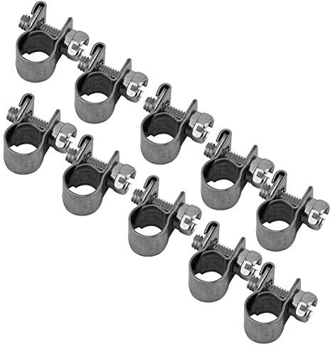TOPINCN 10 Teile/Satz 6mm-20mm Schlauchschellen Edelstahl Schwere T-Bolzen Mini Kraftstoffleitung Rohrschellen(6-8Mm)