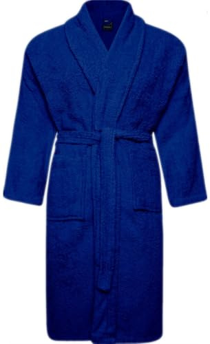 Adore Home Mens & Ladies 100% Cotton Shawl Collar Bathrobe Dressing Gown | Men's & Women's Soft Absorbent Robe with Shawl Collar, Belt and Pockets