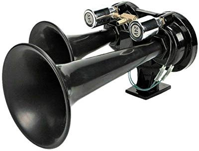 flexzon Doppel-Signalhorn für Lastwagen / Zug, 24 Volt, Schwarz
