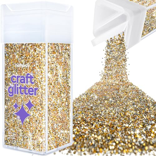 Hemway Craft Glitter Shaker Gold Silver 130g Fine | for Resin & Epoxy Crafts, Christmas Art Supplies, Nail, Body, Face, Eye, Festival, Crafting, Slime, Sparkle