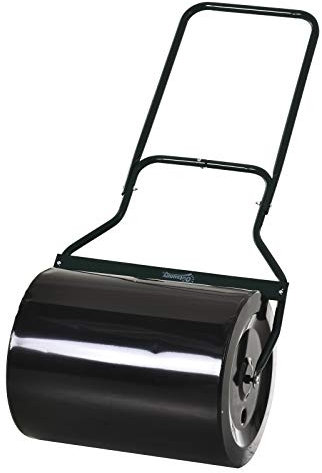 Outsunny Rullo da Giardino in Metallo Impermeabile Nero, Serbatoio Fino 60 Litri (Acqua o Sabbia), 57x40x123cm