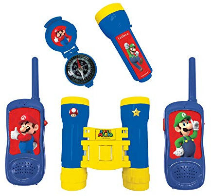 Lexibook Brothers Nintendo Super Mario-Set de Aventurero Completo para Niños, Walkie-Talkies, Binoculares, Linterna, Brújula, Azul/Amarillo, RPTW12NI