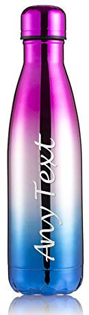 Personalised Insulated Water Bottle 12 Hours Hot & 24 Hours Cold 500ML / 17oz Vacuum Flask Stainless Steel Bottles for Christmas Gift School Office & Hiking Outdoor(Pink & Silver,Text)