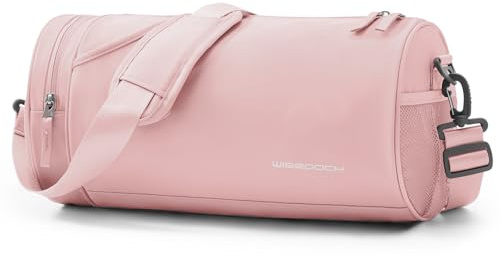 SZSYCN Bolsa de Lona de Gimnasio para Hombres y Mujeres Fitness Holdall Barrel Bolsas de Deporte Natación Tenis Equipaje Weekender Bolsas secas y húmedas,Rosado