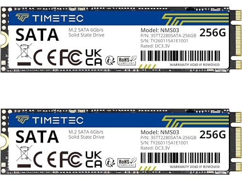 Timetec 256GBx2 (2 Pack) SSD 3D NAND TLC SATA III 6Gb/s M.2 2280 NGFF 128TBW Read Speed Up to 550MB/s SLC Cache Performance Boost Internal Solid State Drive for PC Computer Laptop and Desktop