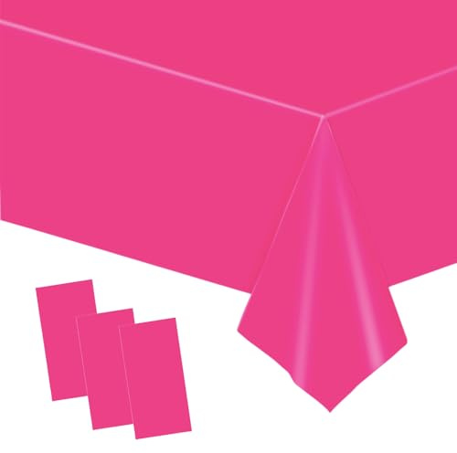 3 stycken bordsdukar rosa engångsartiklar, 137 x 274 cm pappersduk rosa blad duk duk rosa papper vattentät bordsduk rosa dukar för fest, picknick, födelsedag, bröllop, jul