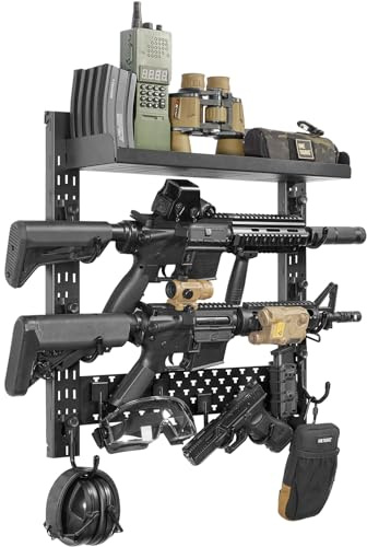 ONETIGRIS Gun Rack Wall Mount,Indoor Gun Rack for Wall with Shelf Horizontal and 1 Removable Gun Accessories Tray
