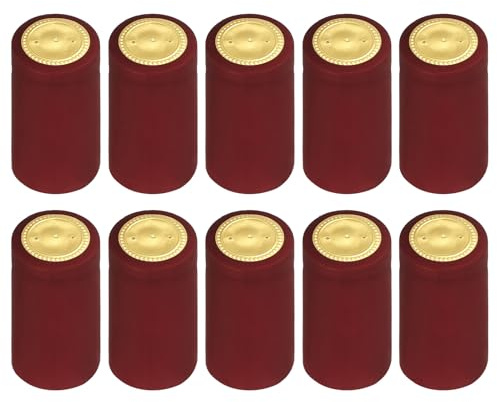 uxcell 100Pcs PVC Heat Shrink Wine Bottle Caps, 32mm/1.26 Wine Shrink Wrap Sleeves Caps Shrink Cap Bottle Seals for Making Wine Cellars and Home Use, Burgundy