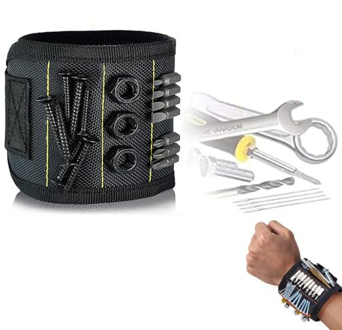 Gadgets für Männer Magnetarmband Herren,5 Reihen 15 Magneten Multifunktionale Handgelenktasche Handwerker Geschenke, benutzt für Vatertag Männertag Papa Geburtstagsgeschenk