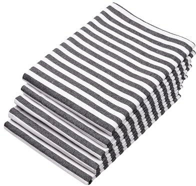 ZOLLNER 5er Set Geschirrtücher Baumwolle in 50x70 cm - saugstarke und langlebige Küchentücher - waschbar bis 60°C – in schwarz gestreift- Gastronomiequalität - Oeko Tex® Zertifiziert