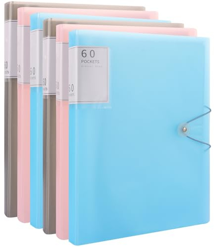 LOPYXBR 6 Stück Sichtbuch A4 mit Klarsichthüllen, 60 Taschen Mappe mit Klarsichthüllen A4, Präsentationsmappe 3 Farben Sichtbuch für Schule & Büros