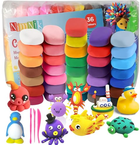 Air Dry Modelling Clay for Kids - 36 Colours, Non-Toxic Air Dry Clay Kit, 3 Sculpting Tools - Stocking Fillers