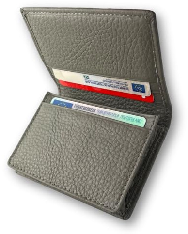 FOMAX Porte-cartes en cuir véritable pour 20 cartes EC et billets, étui à cartes de visite pour femmes et hommes, design compact, portefeuille 100% en cuir, beige, 7.5 x 10.5 x 2 cm, Classique