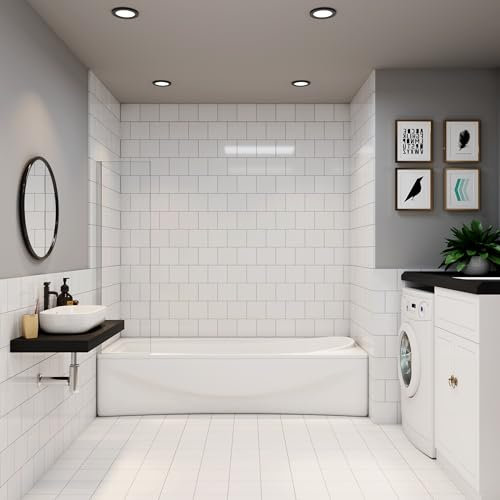 Pare-baignoire fixé 40cm Hauteur 130cm écran de baignoire 5mm verre trempé anticalcaire paroi de baignoire