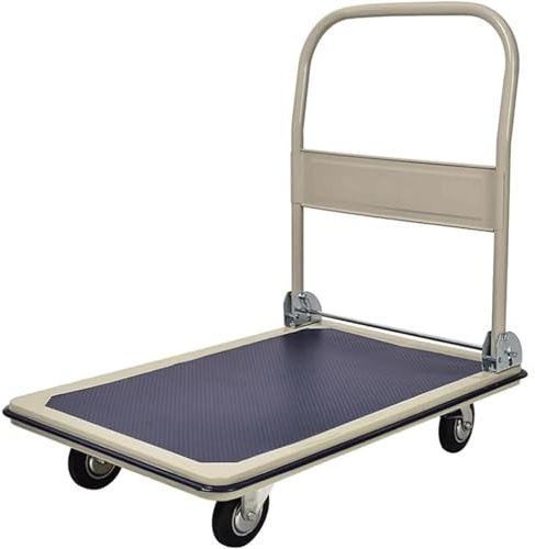 ZGLINMZ Flatbed Platform Trolley Heavy Duty Steel Dolly Cart on Wheels，Rolling Flatbed Cart Dolly Heavy Duty Steel Foldable Platform Truck for Loading and Storage Push Cart Sile