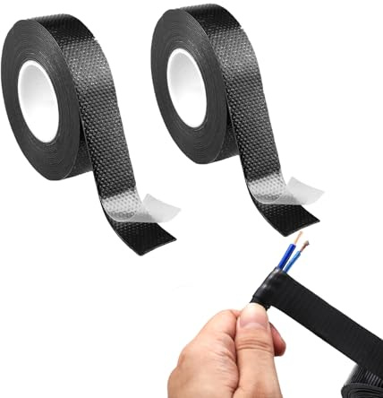 OYUUJII Self Amalgamating Tape,2 Pcs Self-Fusing Repair Tape 5m x 23mm x 0.8mm Heat-Resistant Insulation Tape for Cable and Pipe Repair,Sealing Joints,Insulating Electrical Connections,Black