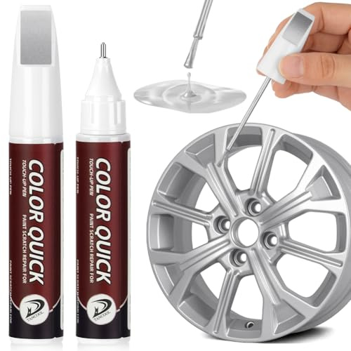 flintronic Retuscheringsfärg fälgar, 1 st (12 ml-silver | 2 i 1 Hjulreparationssats, anti-rost, retuschering av lättmetallfälgar för bil, lastbil, motorcykel, cykel, motorbåt