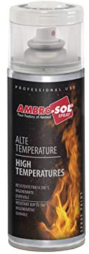 Ambro-Sol V400TEMP5 Smalto / Vernice Alte Temperature, Consente di Rinnovare le Superfici Normalmente Soggette ad Alte Temperature, Bomboletta Spray in Banda Stagnata Riciclabile 400 ml, Trasparente