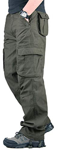 Minetom Pantaloni Uomo da Lavoro Cargo Pantaloni Tattici per Esterni con Pantaloni Multitasche Ad Asciugatura Rapida Verde Militare 3X-Large