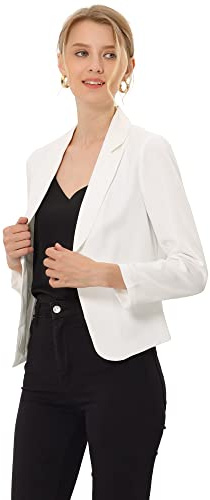 Allegra K, Damjacka med öppen framsida för kontor arbete fritid lätt sommar crop blazer