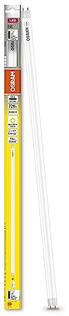 OSRAM LED TUBE T8 18 EM 600 mm, tubo LED lineal, 6,6W, 720lm, 3000K, luz blanca cálida, reemplazo LED para tubos fluorescentes T8 con casquillo G13, larga vida, optimo consumo de energía