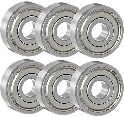 6 Stück 608 ZZ Kugellager, Roller, Inline Skates, Geeignet für ABEC-Lager, Metall Double Shielded Miniatur Rillenkugellager für Skateboard, 8mm x 22mm x 7mm