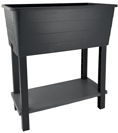 simpa XL Double-Tiered Raised Bed Grey Plastic Trough Planter Long Pot - 76.5cm (L) x 74cm (H) x 36.5cm (D)