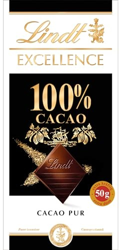 Lindt Schokolade | EXCELLENCE Tafel 100% | 50g | extra dünne Feinherbe Bitter-Schokolade mit intensivem Kakao-Geschmack | vegane Schokoladen-Tafel