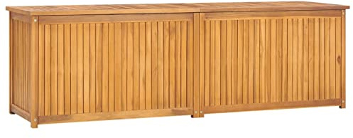 Homgoday Scatola da giardino, 175 x 50 x 55 cm, in legno massiccio di teak, cassapanca per cuscini da esterno, cassetta per attrezzi da giardino, scatola di immagazzinaggio per balcone, piscina,
