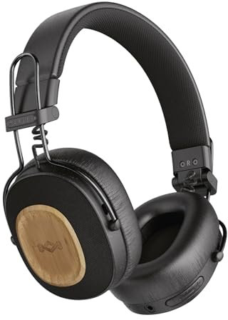 Marley Positive Vibration Riddim Auriculares On-Ear Inalámbricos - Bluetooth, 50h de Reproducción, Auriculares Plegables con Micrófono, Carga Rápida USB-C, Materiales Sostenibles, Negro