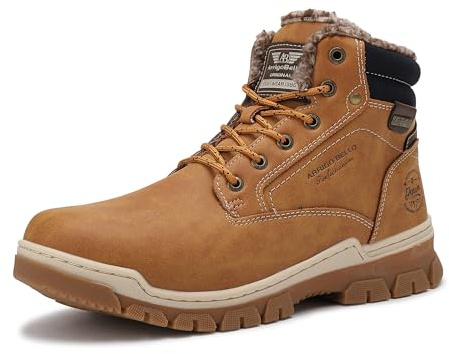 ARRIGO BELLO Stivali Uomo Invernali Scarpe Inverno Calda Foderato Montagna Antiscivolo Trekking Boots Scarponcini Neve Taglia 41-46EU (5066-Giallo, 42)