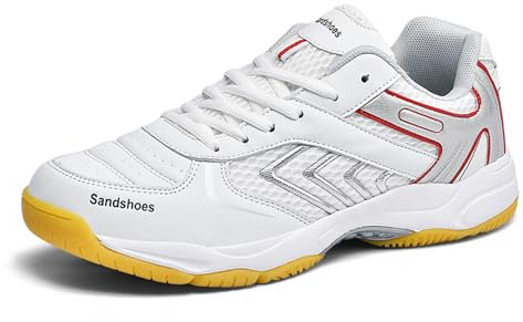 Modische Pickleball-Schuhe für Herren, rutschfeste Badminton-Sneaker, Hallenschuhe für Volleyball, Squash, Racketball, Sport, weiß, 42.5 EU