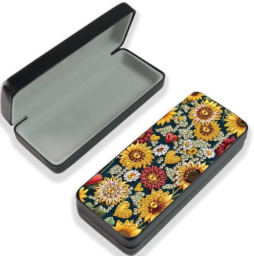 JISHSHAY Diamond Art Glasses Case Sunflower Diamond Painting Glasses Holder Gem Art Sunglasses Holder Gem Painting Sunglass Organizer Mosaic Kits for Adults Eyeglass Organizer Embroidery Eyeglass Case