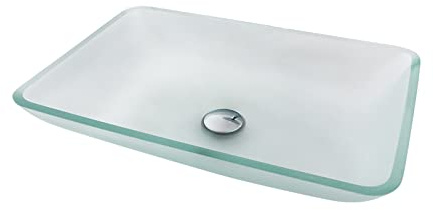 Lavabo De Baño De Vidrio Templado Mate, Combinación De Lavabo De Encimera, Lavabo Rectangular De Tocador, Lavabo Artístico con Desagüe Emergente De Latón, para Baño.
