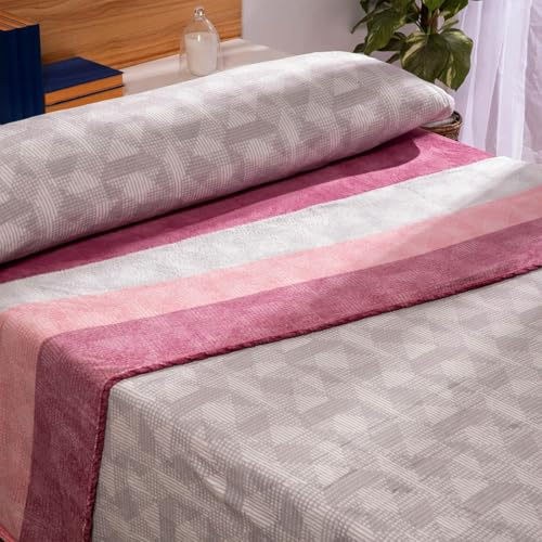 Acomoda Textil - Juego de Sábanas Coralina. Juego de Sábanas 3 Piezas de Invierno. Ropa de Cama Ajustable, Suave y Calida Fácil Mantenimiento. (Senia Rosa, 90 cm)