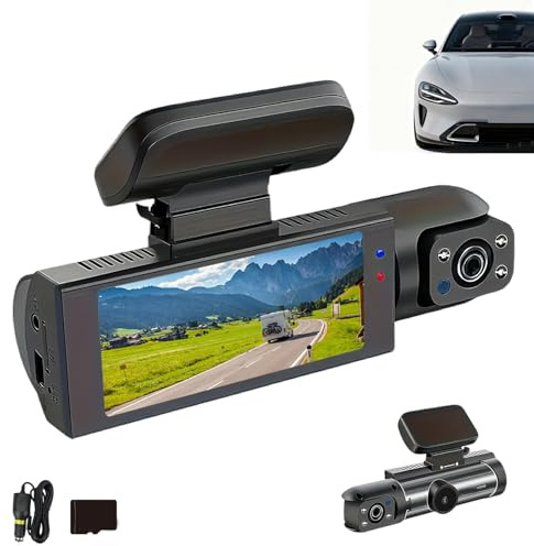 Festberg Carvision 4k Dual Dashcam,Dash Camera Auto Mit Weitwinkel-Front & Rückkamera, Dashcam Mit 24-Stunden Parküberwachung, 3,16 Zoll， Einer 64-GB-Speicherkarte-64G