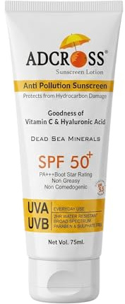 ADCROSS SPF 50 Face & Body Sunscreen with Dead Sea Minerals, Vitamins C & E