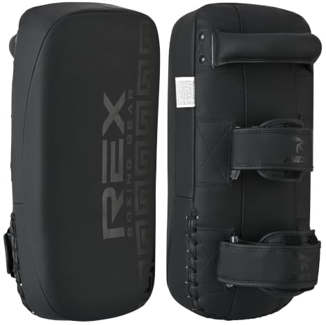 Rex Muay Thai Pads for MMA, Kickboxing & Boxing Training, Heavy Duty Thai Strike Pads with Multi-Layer Shock Absorbing Foam, Adjustable Arm Straps for Karate, Taekwondo & Martial Arts (One Pad Only) | Striking Pad