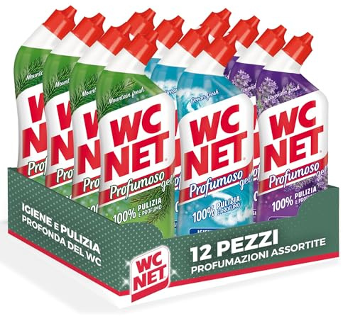 Wc Net - Profumoso Gel, Anticalcare e Igienizzante per WC, Fragranze Assortite, 700 ml x 12 Pezzi
