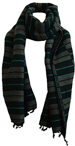 Scarf av ull XXL ullsjal stola pläd överkast för män och kvinnor, Grön, 200 x 85 cm