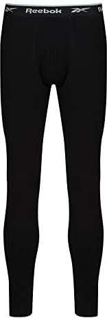 Reebok Men's Johny Lounge Pants | Cotton Base Layer Bottoms for Men, Moisture Wicking & Comfortable Gym Pants |Black, XL