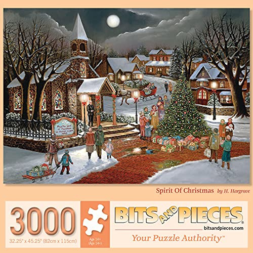 Bits and Pieces - 3000 Piece Jigsaw Puzzle for Adults 81 cm x 114 cm - Spirit of Christmas - 3000 pc Holiday Winter Town Square Jigsaw
