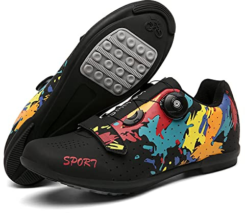 GZQIAWY Professionella atletiska cykelskor för män vägcykel hastighet sneakers utomhus MTB cykelskor sneakers Zapatillas De Ciclismo, Svart färg - gummisula, 46.5 EU