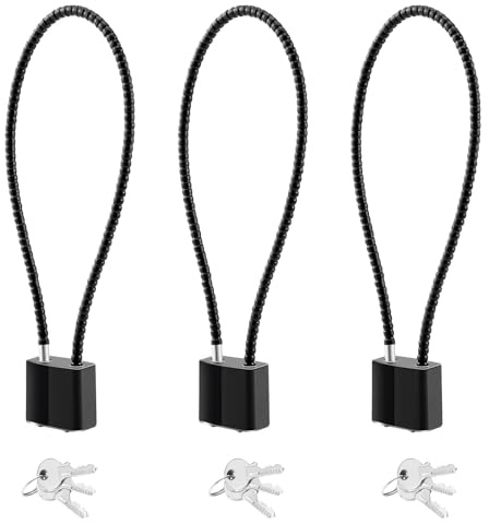 DELSWIN Cable Gun Locks with Keys - 15 Keyed Cable Gun Lock Heavy Duty Helmet Lock Fits Pistols Rifles Shotguns Handguns BB Guns (3 Pack)
