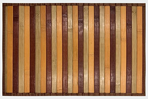 HOME ZEN HOUSEHOLD LINEN Alfombra de bambú y madera, antideslizante, lavable, con diseño de carril, 50 x 100 cm, color beige